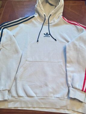 Adidas Men’s Hoodie with Contrasting Striped Sleeves Size - XL